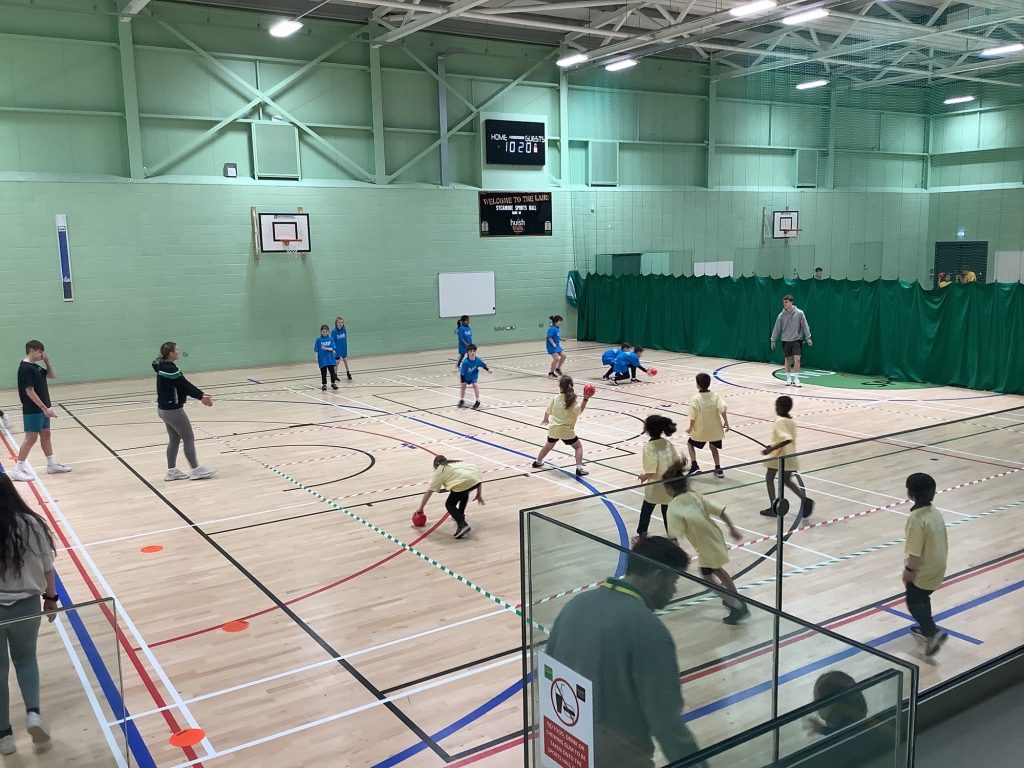 Children playing dodgeball