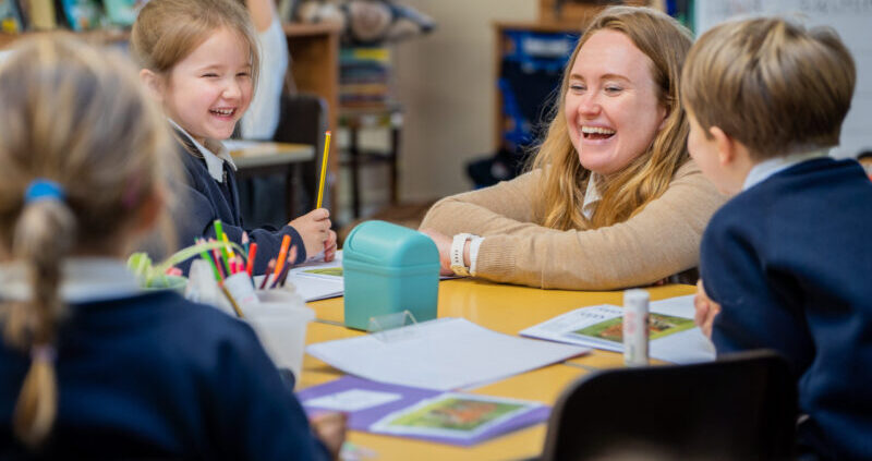 North Curry Primary School Primary teacher with children